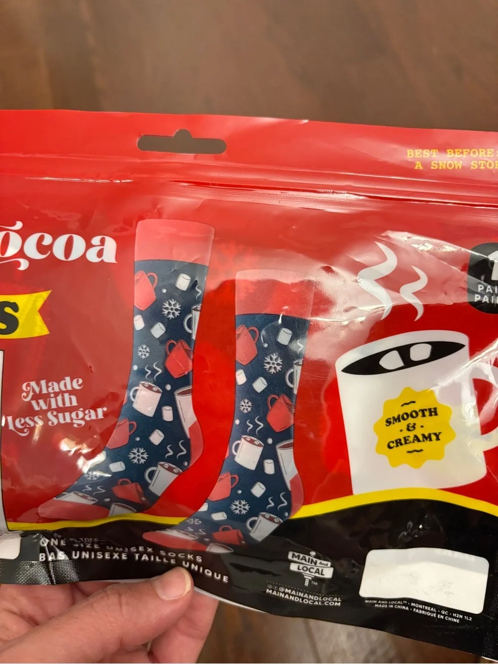 Hot Cocoa Novelty Socks - Red & Blue
